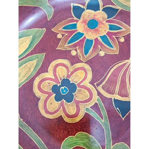 Oriental Accent Covington Collection Decorative Plate Red Floral with Gold Trim - Picture 2 of 8